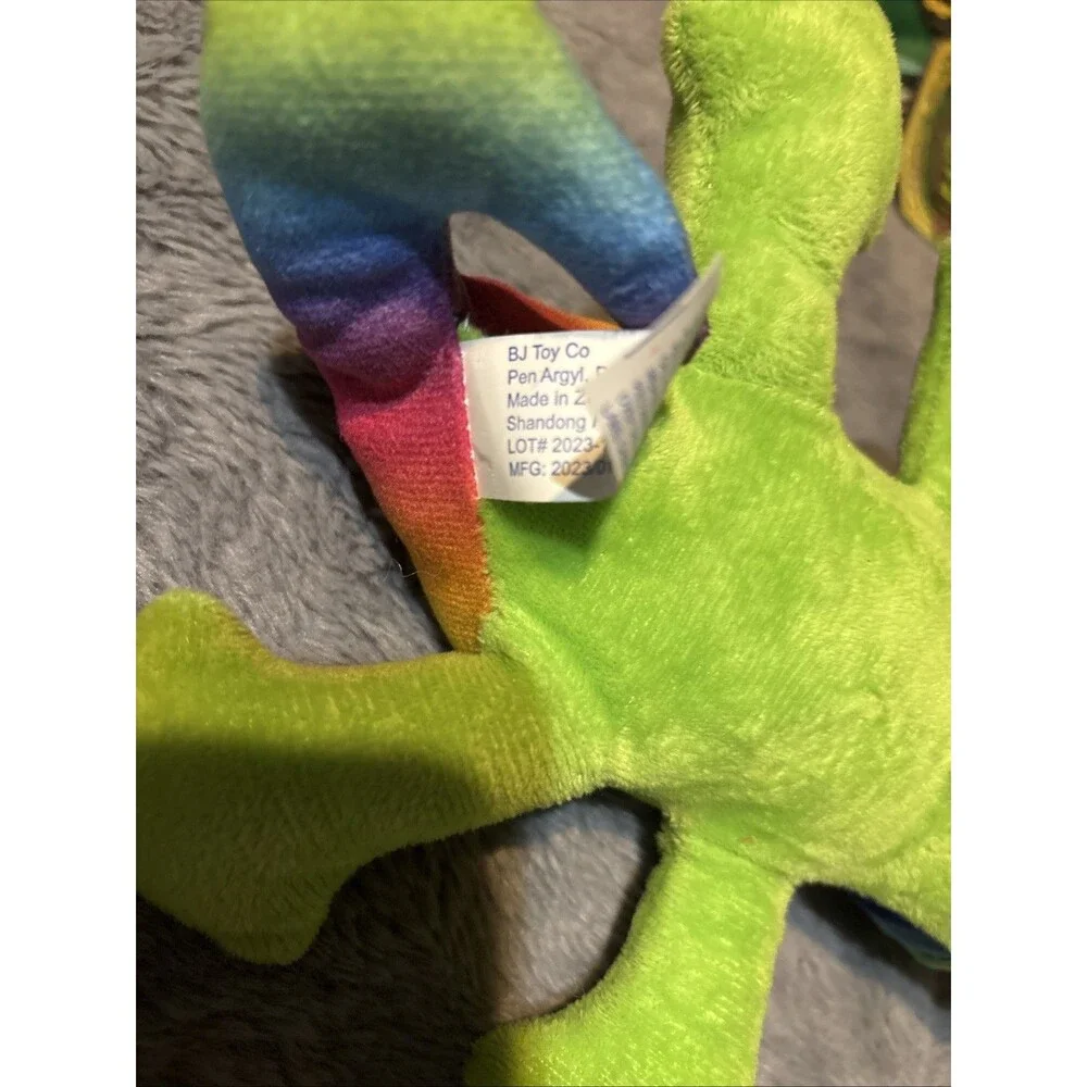 BJ Toy Co. Rainbow Chameleon Lizard Plush 8” Colorful Stuffed Animal